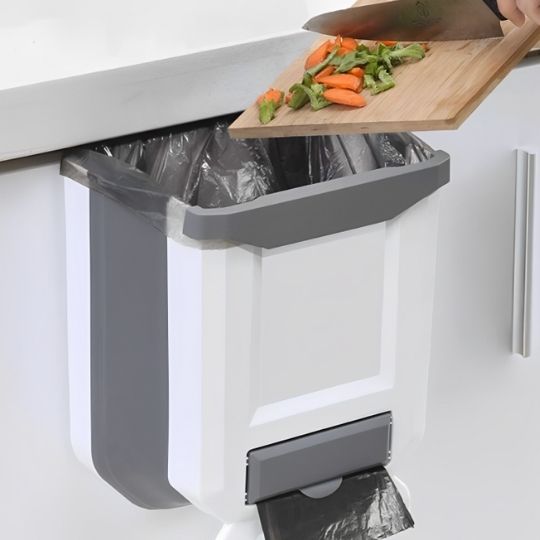 poubelle sous evier pliable de cuisine avec sac noir
