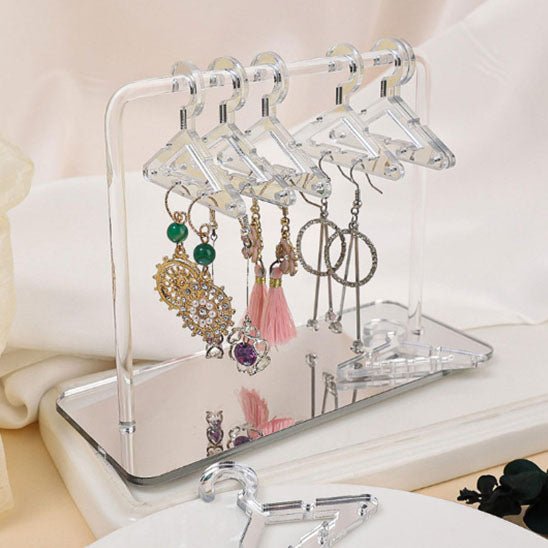 rangement bijoux porte boucles oreilles mini cintres acrylique transparent