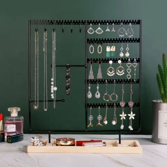 rangement bijoux porte metal noir colliers boucles oreilles 2