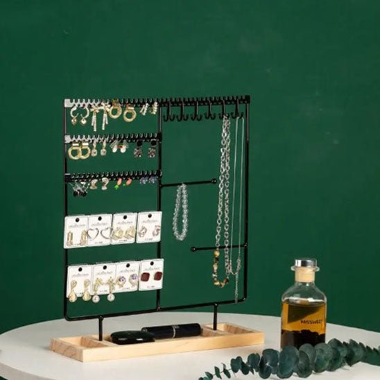 rangement bijoux porte metal noir support colliers boucles oreilles