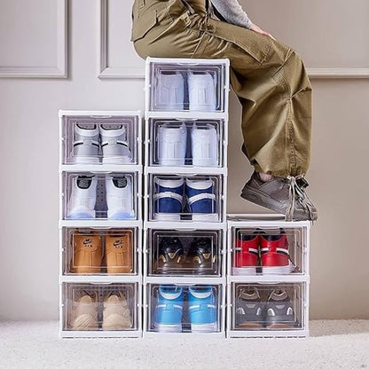 rangement chaussures boite empilable transparent multicouleur