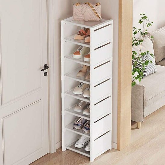 rangement chaussures etagere blanche 8 niveaux