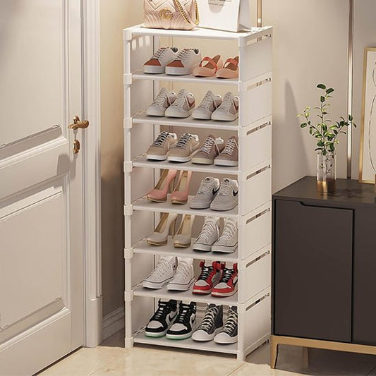 rangement chaussures etagere haute blanche multiniveaux