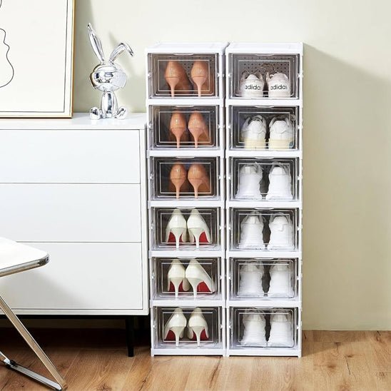 rangement chaussures transparent boite empilable pour placard