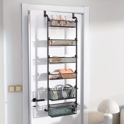 rangement cuisine suspendu porte noir multiniveaux