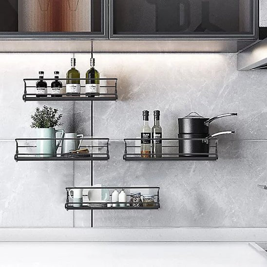rangement pour epices etagere murale metal cuisine bouteilles ustensiles