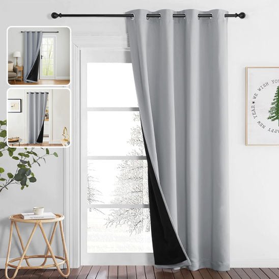 rideau occultant thermique gris clair salon lumiere naturelle