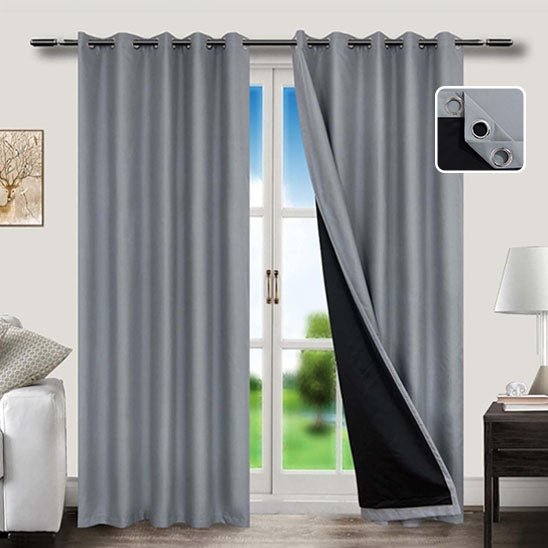 rideau occultant thermique gris fonce salon double couche