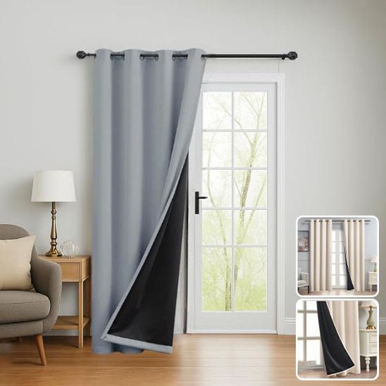 rideau occultant thermique gris porte fenetre double epaisseur