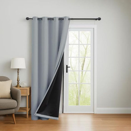 rideau occultant thermique gris porte fenetre 