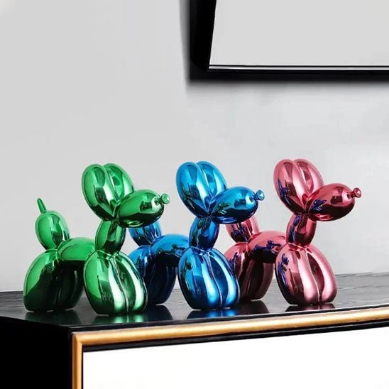 sculpture chien ballon vert bleu rose decoration