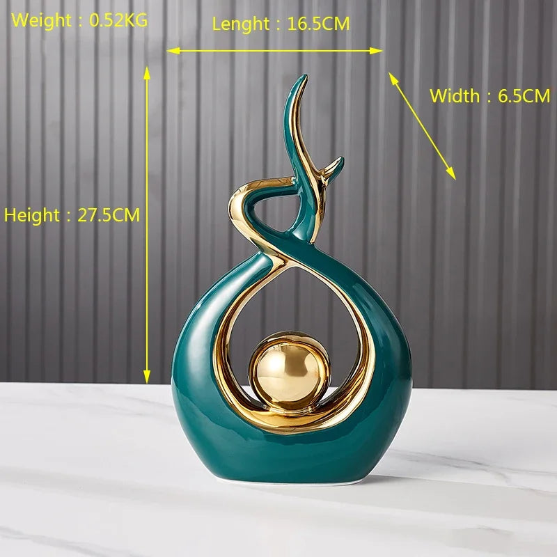 sculpture decorative taille grande verte emeraude