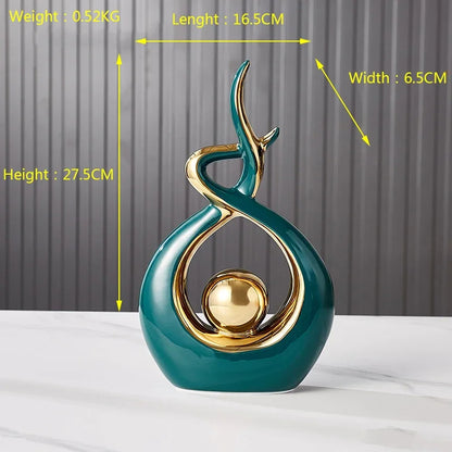 sculpture decorative taille grande verte emeraude