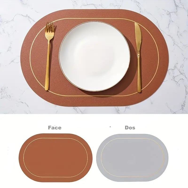 set de table ovale rouge couverts