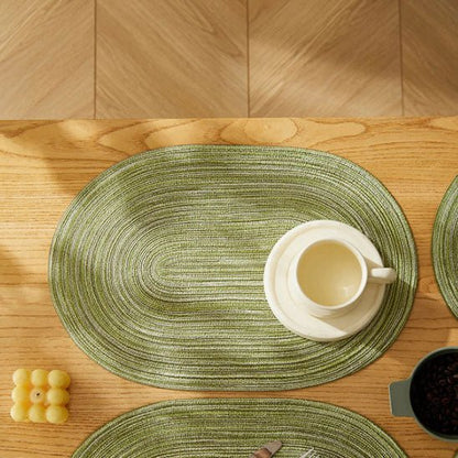 set de table ovale tisse vert