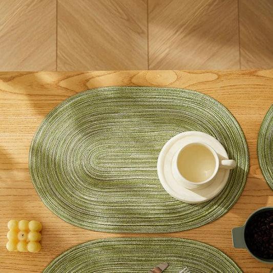 set de table ovale tisse vert