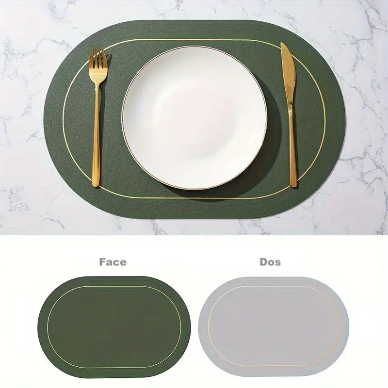 set de table ovale vert fonce couverts