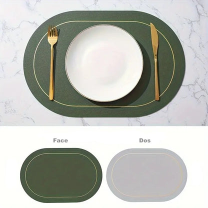 set de table ovale vert fonce couverts