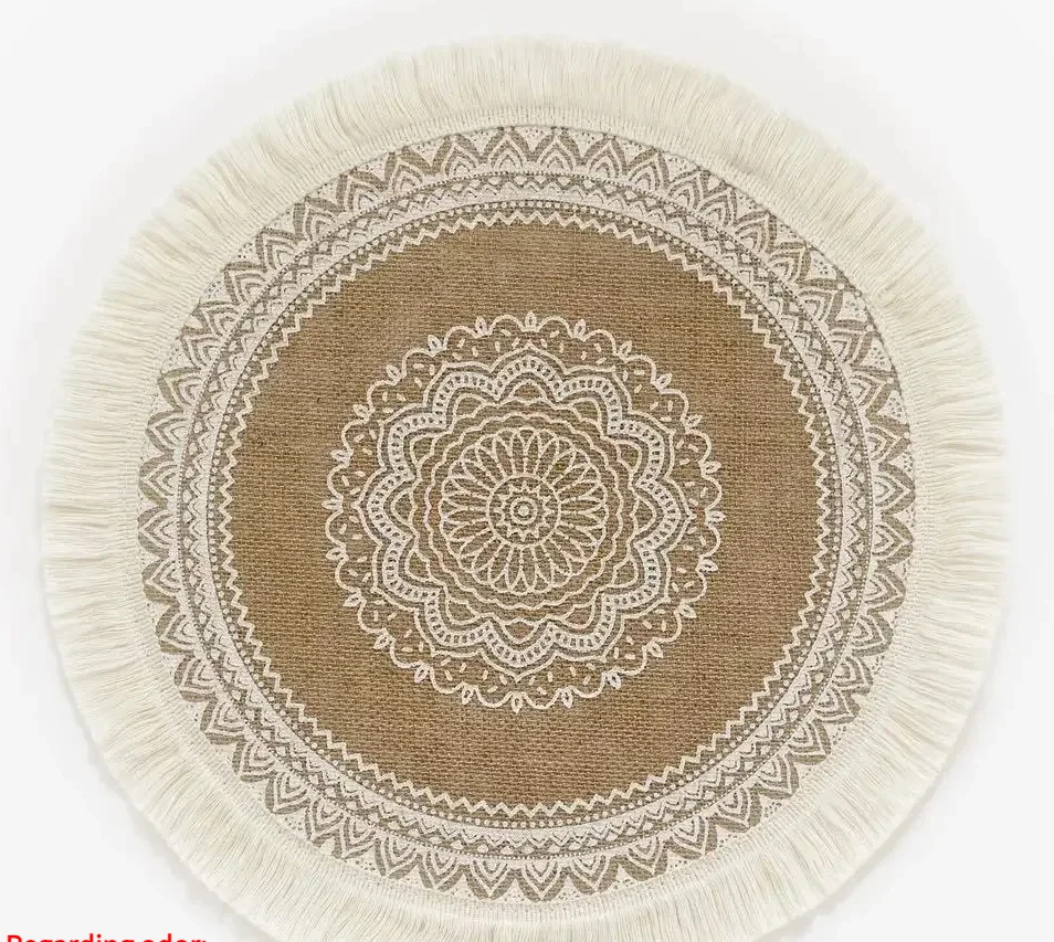 set de table rond beige blanc motifs cercles