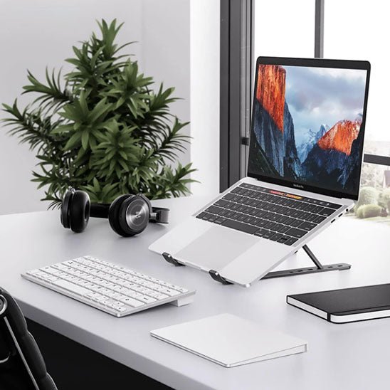 support ordinateur portable bureau ergonomique blanc