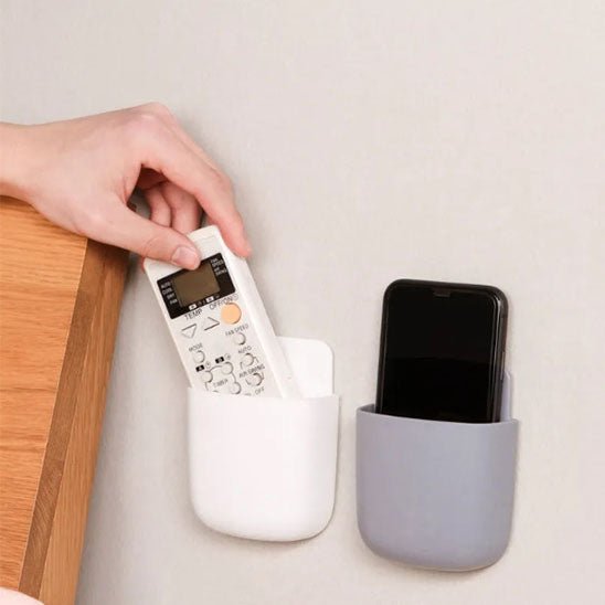 support pour telecommandes mural blanc gris smartphone