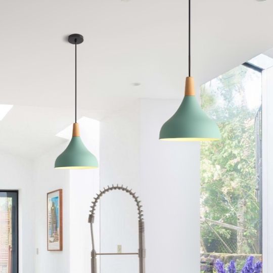 suspension luminaire vert design cuisine lumineuse