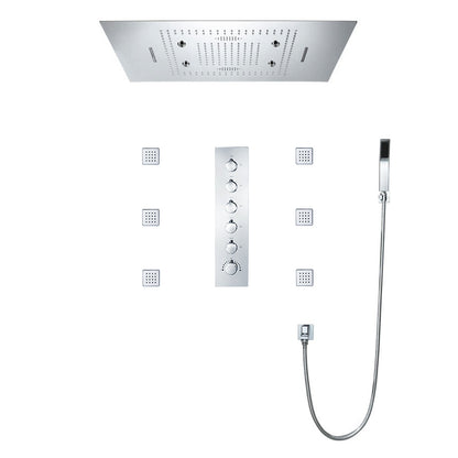 systeme de douche chrome avec jets corporels et douchette