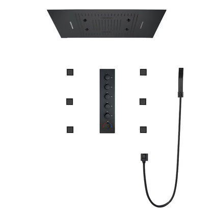 systeme de douche noir mat avec jets corporels