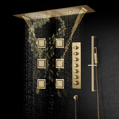 systeme de douche or plafond pluie jets corporels colonne