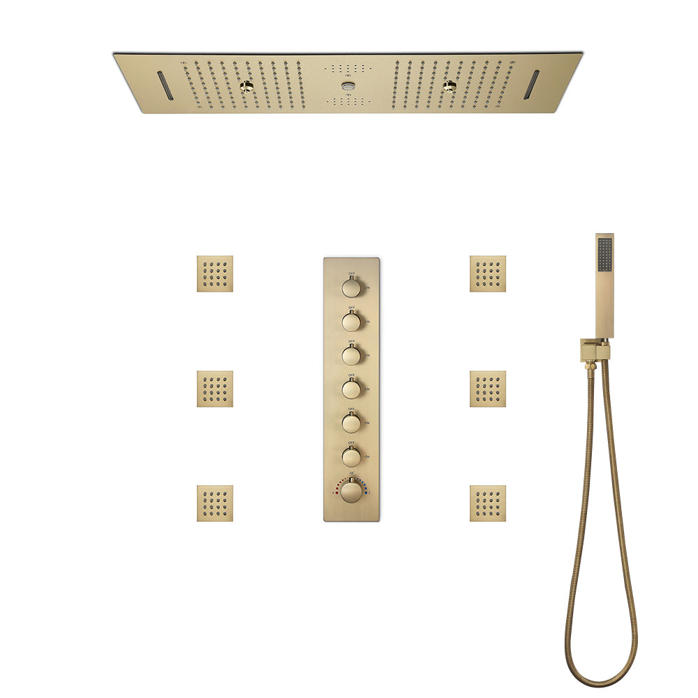 systeme de douche or plafonnier jets muraux pommeau lineaire