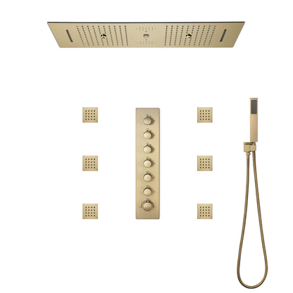 systeme de douche or plafonnier jets muraux pommeau lineaire