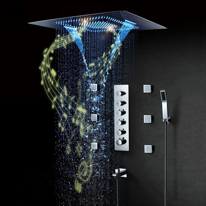 systeme de douche pluie jets muraux douchette LED