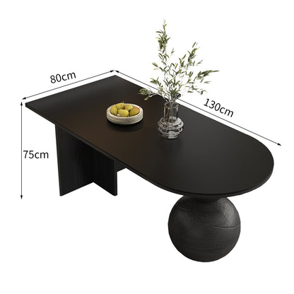 table a manger noire 130x80x75cm base spherique vase