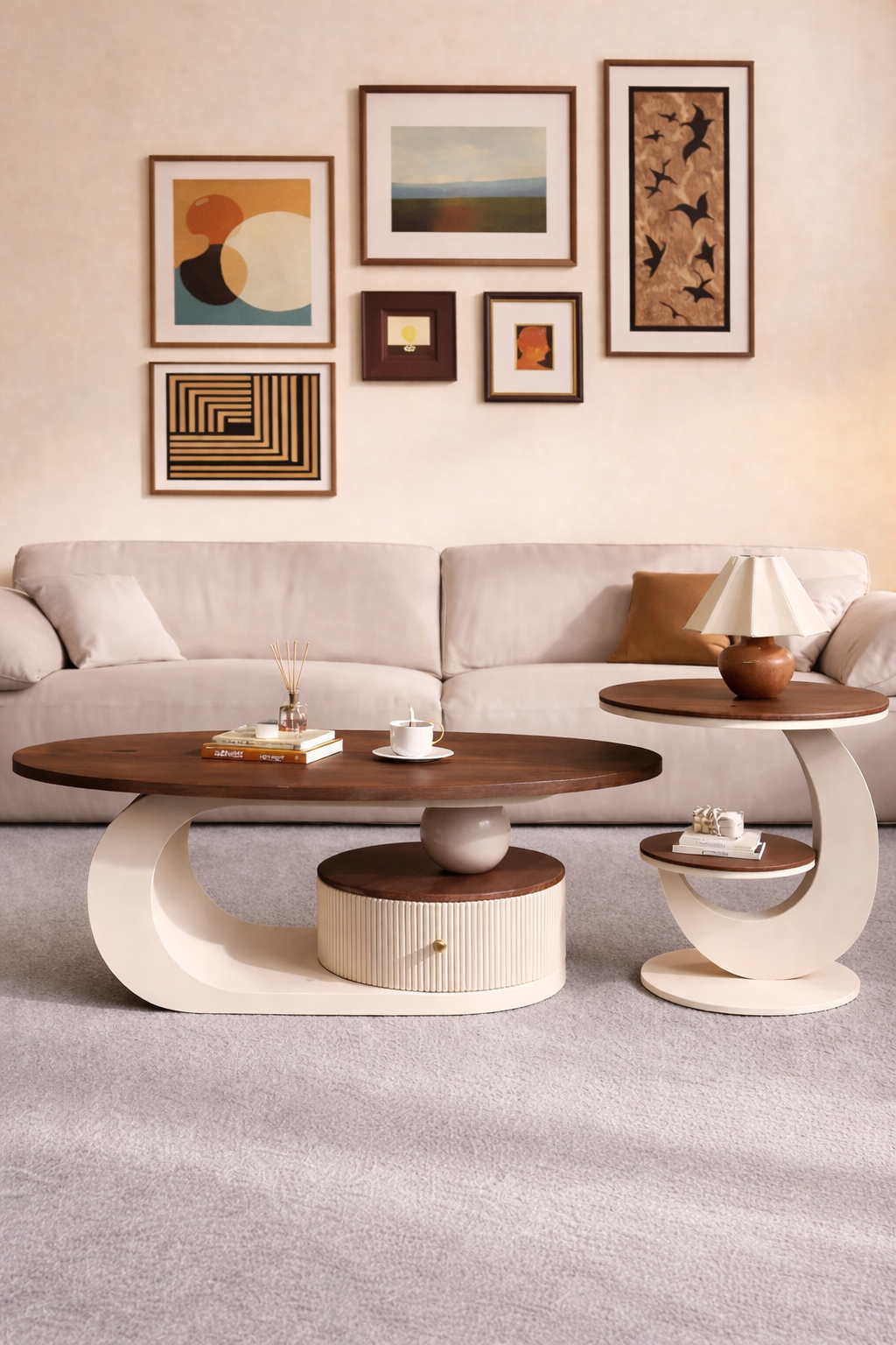 table basse en bois structure beige design chic luxe