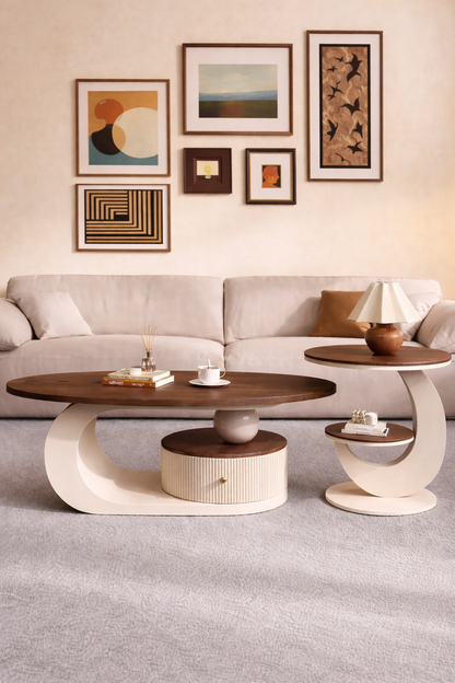 table basse en bois structure beige design chic luxe