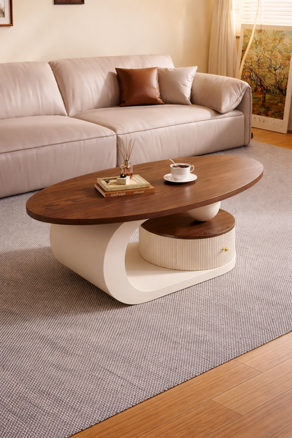 table basse en bois structure blanche chic luxe design