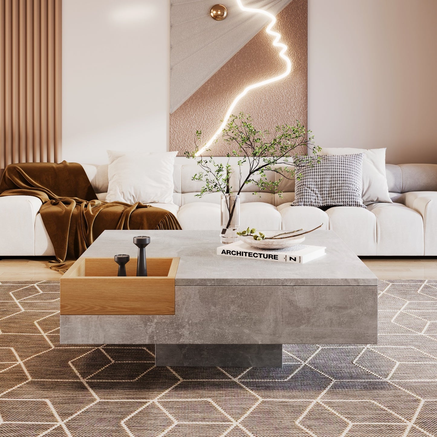 table basse salon design grise