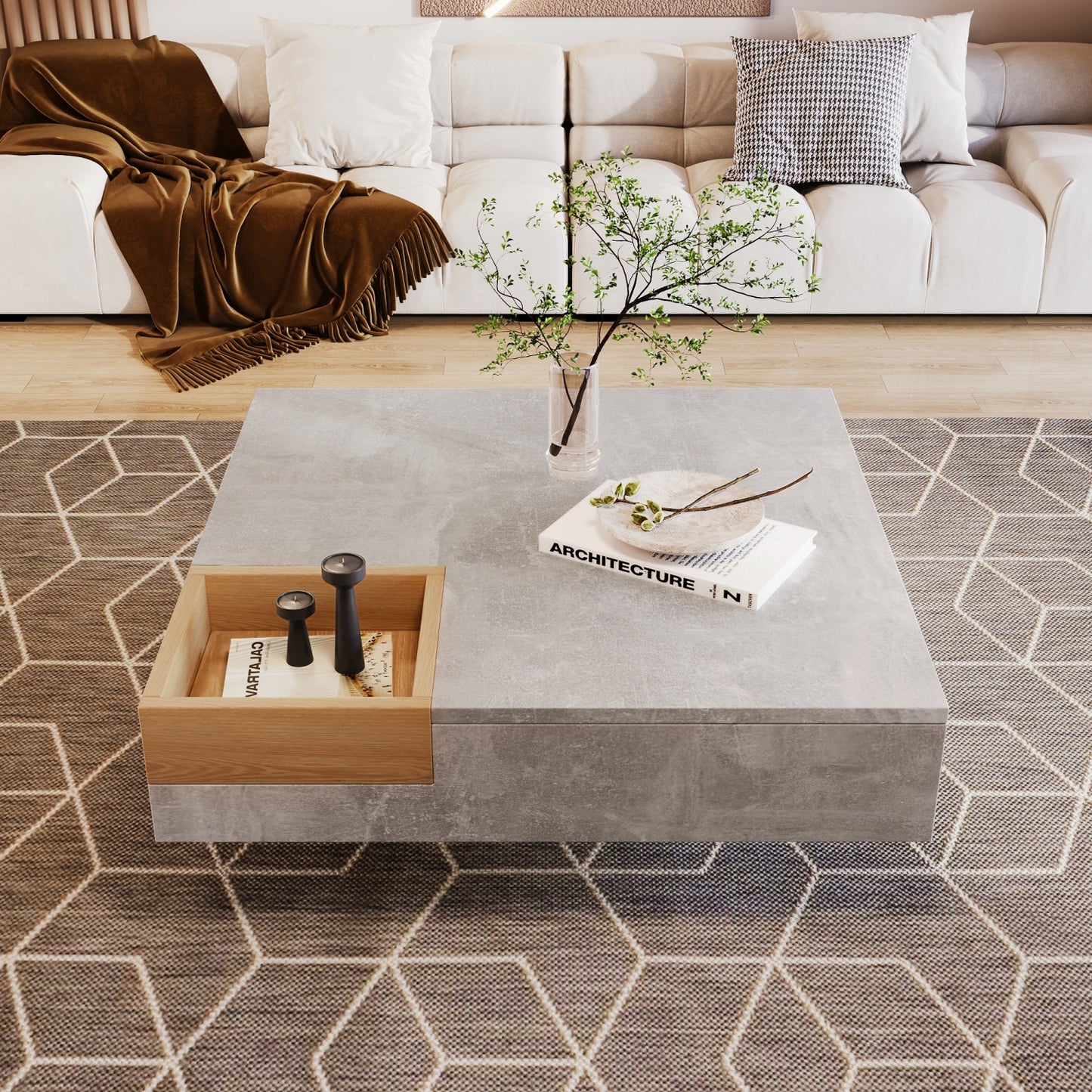 table basse salon moderne ouverture