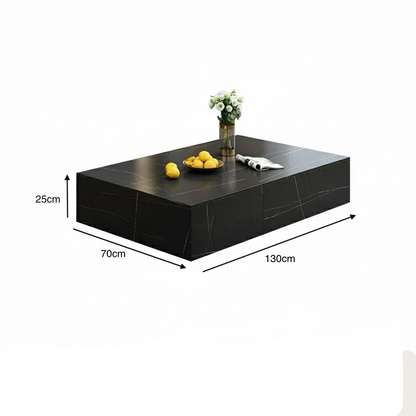 table basse salon noire 130x70x25cm rectangulaire
