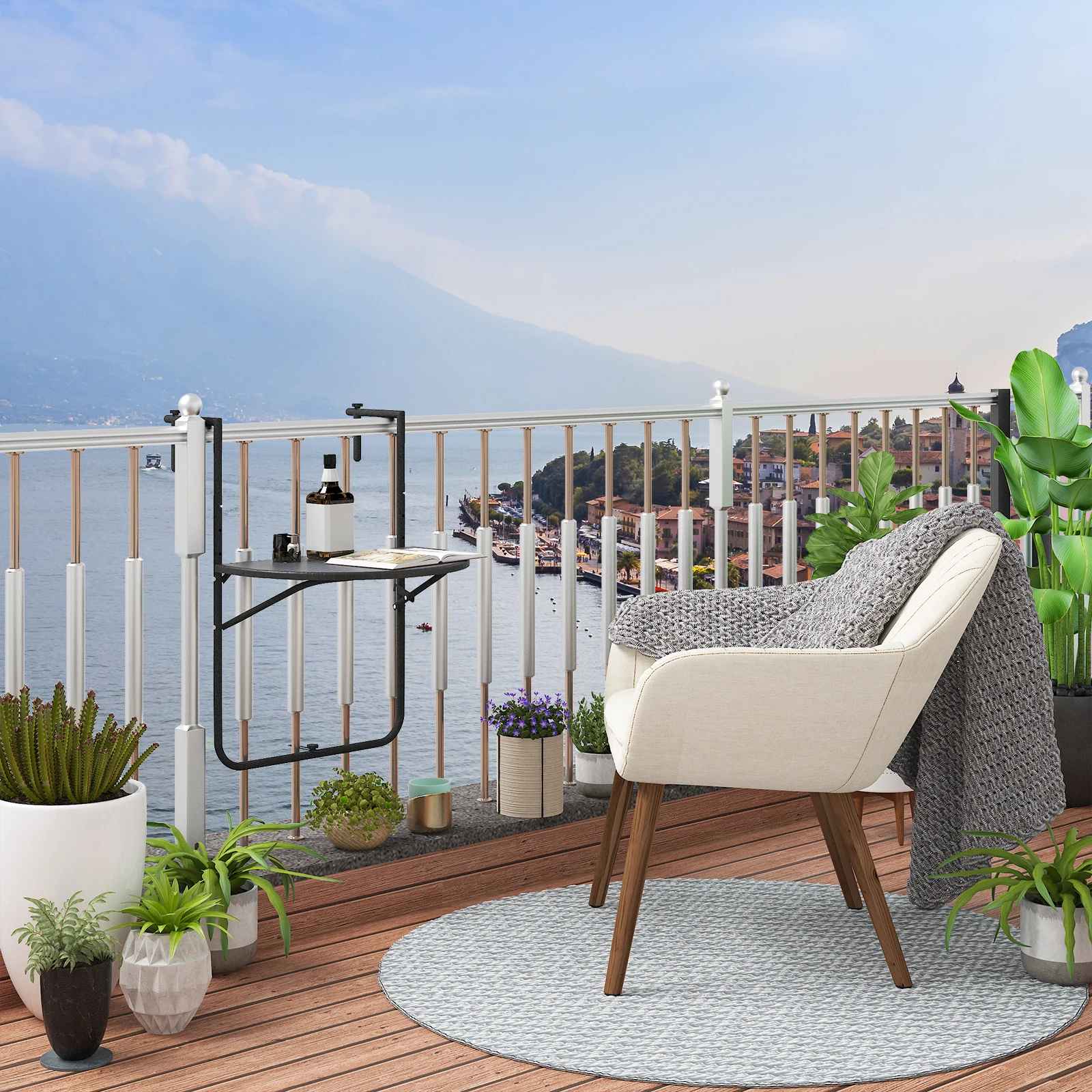 table murale terrasse pliable metal