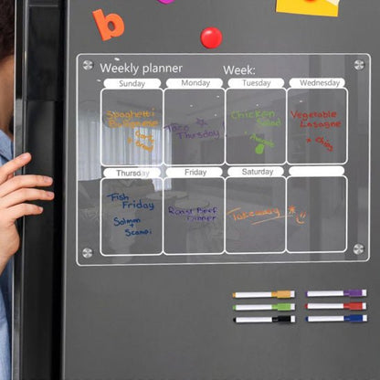 tableau magnetique hebdomadaire transparent frigo planning repas