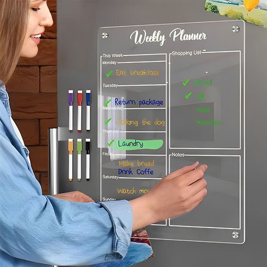 tableau magnetique organisation hebdomadaire transparent frigo