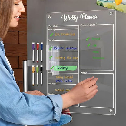 tableau magnetique organisation hebdomadaire transparent frigo