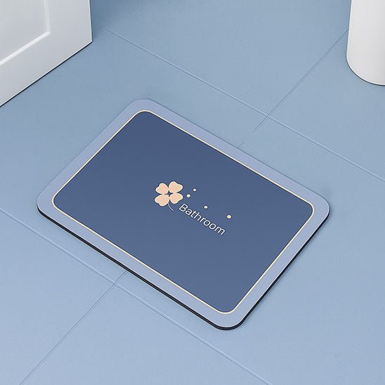 tapis absorbant bleu design fleur antiderapant bathroom