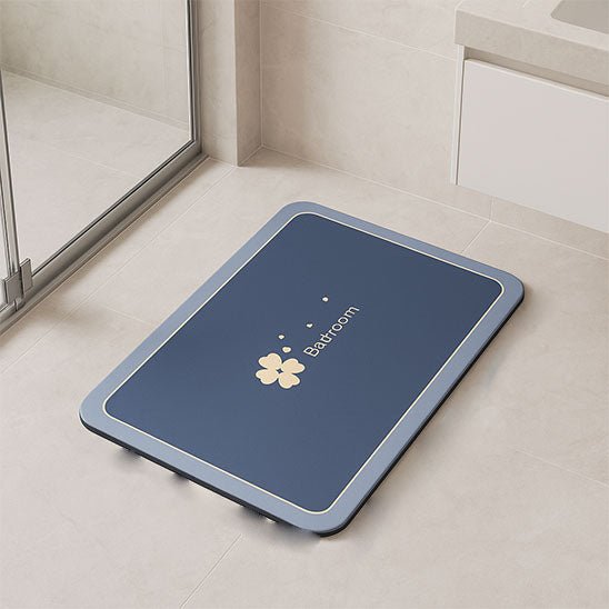 tapis absorbant bleu fleur antiderapant sol clair