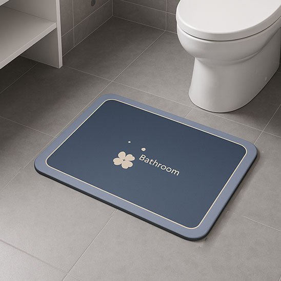 tapis absorbant bleu fleur antiderapant sol gris