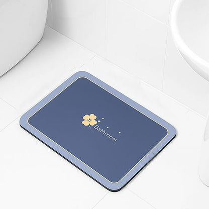 tapis absorbant bleu fleur bathroom antiderapant