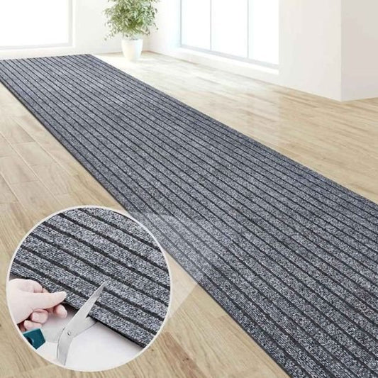 tapis cuisine antiderapant decoupable gris rayures