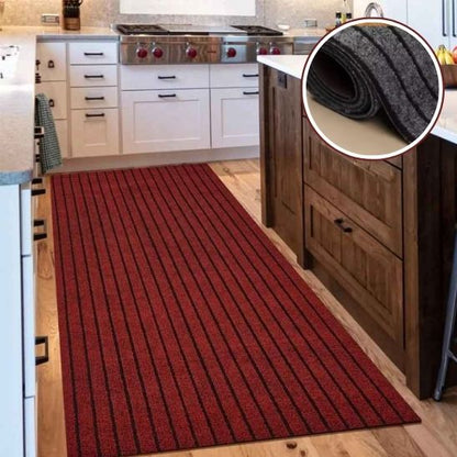 tapis cuisine antiderapant rouge rayures