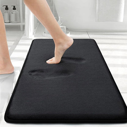 tapis de bain mousse memoire noir empreinte pied